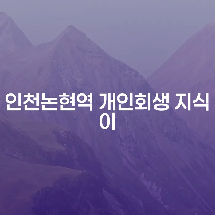 인천논현역 개인회생 지식이